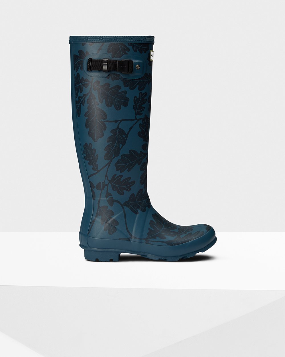 Womens Hunter National Trust Print Norris Field - Tall Rain Boots Blue - 3826-MNUGQ